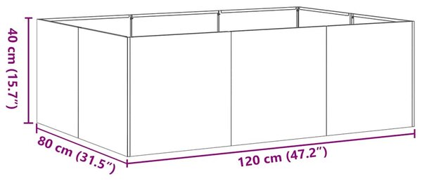 Növénytartó antracit 120x80x40 cm acél