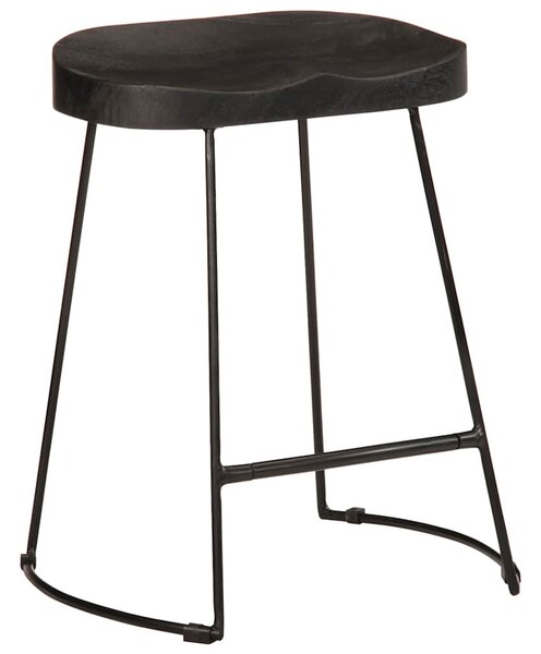 Bárszékek 2 db Fekete 46x38x52 cm tömör fa Mango