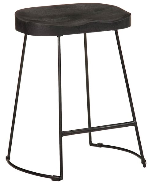 Bárszékek 2 db Fekete 46x38x52 cm tömör fa Mango