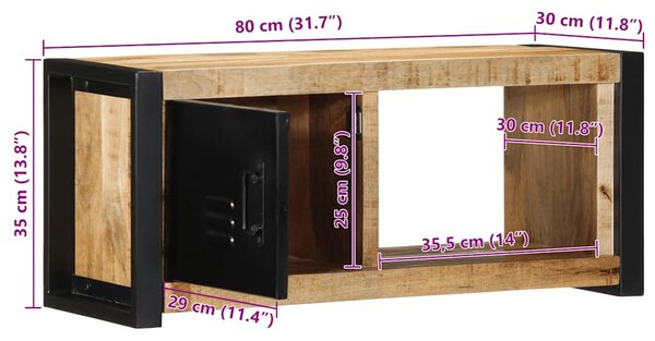 TV szekrény 80x30x35 cm tömör durva fa Mango