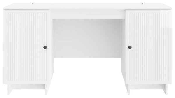 Asztal Magasfényű Fehér Szerelt Fa 142,5 x 50 x 75 cm