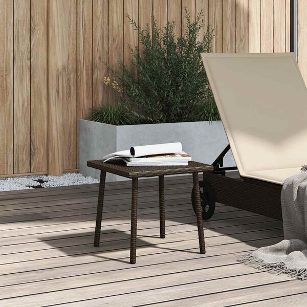 Téglalap barna polyrattan kerti dohányzóasztal 40x40x37cm