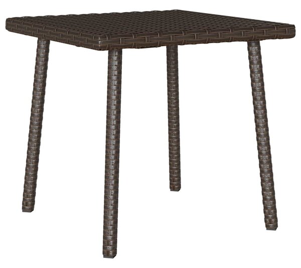 Téglalap barna polyrattan kerti dohányzóasztal 40x40x37cm