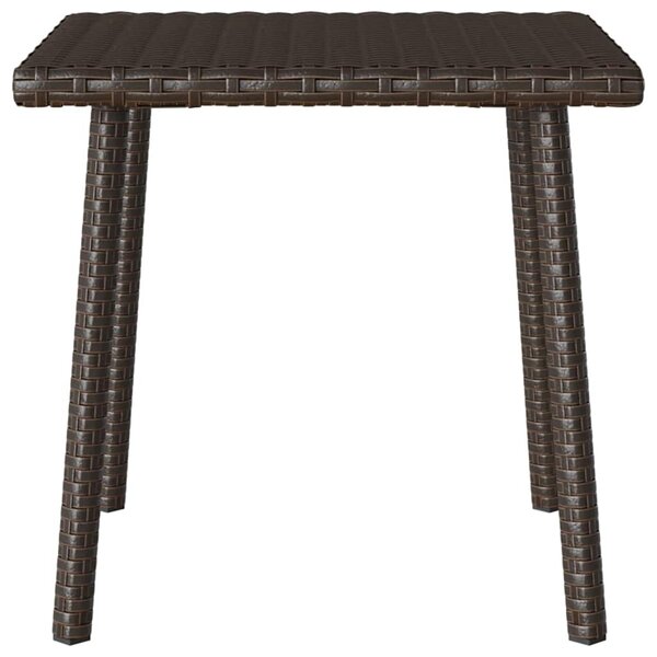 Téglalap barna polyrattan kerti dohányzóasztal 40x40x37cm