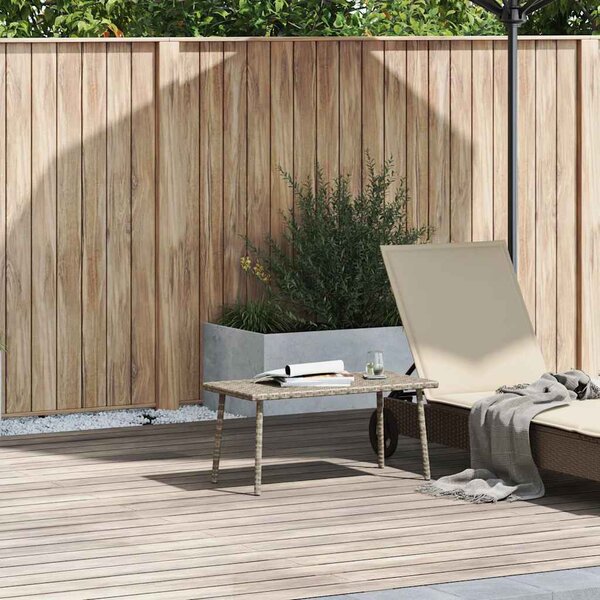 Téglalap polyrattan kerti dohányzóasztal 80x40x37cm