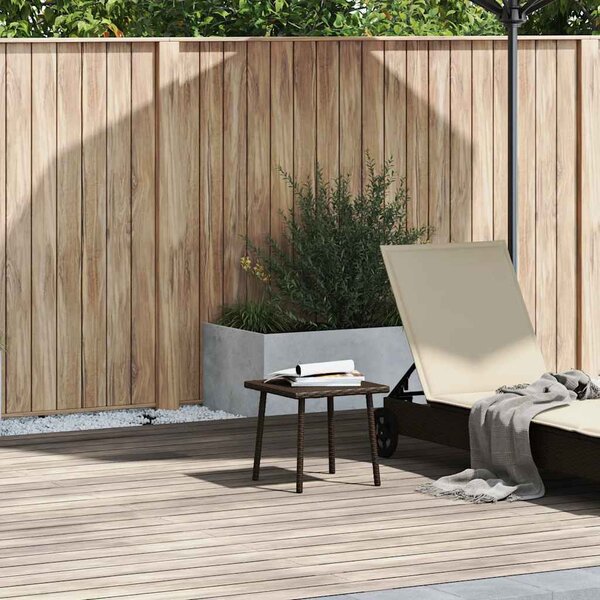 Téglalap barna polyrattan kerti dohányzóasztal 40x40x37cm