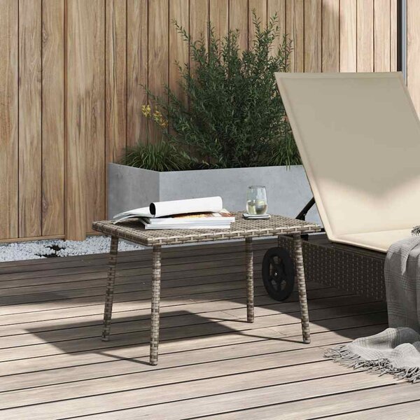Téglalap szürke polyrattan kerti dohányzóasztal 60x40x37cm