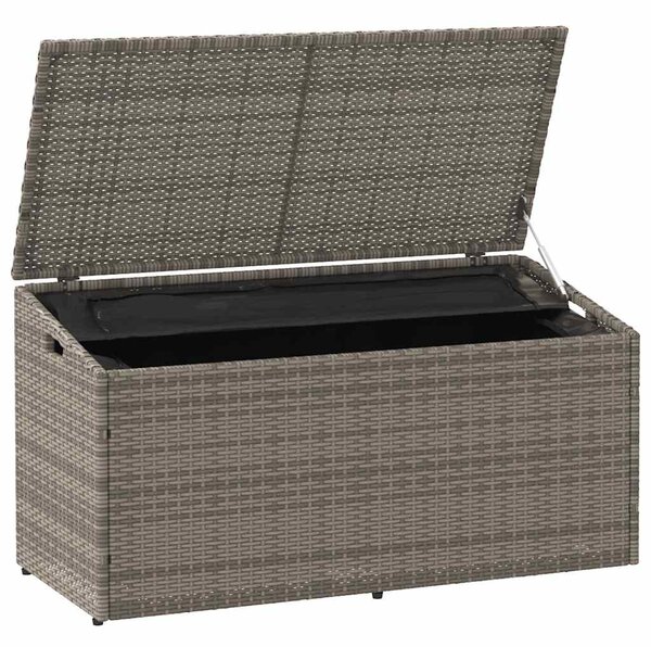 Szürke polyrattan kerti tárolóláda 110 x 50 x 58 cm