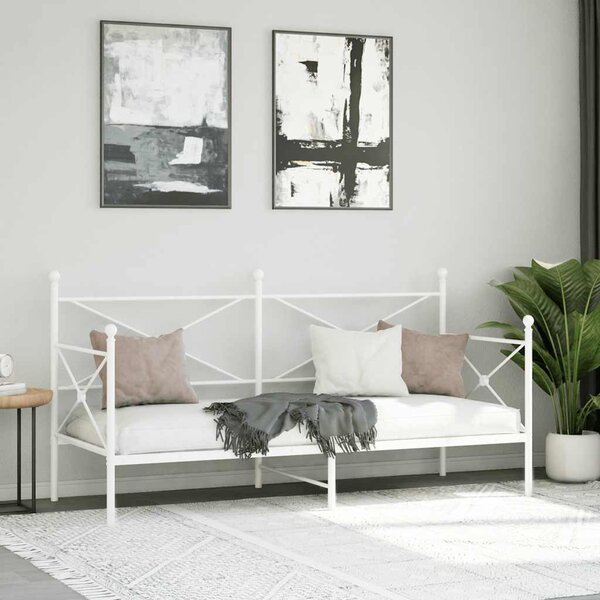 Fehér acél kanapéágy matrac nélkül 75 x 190 cm