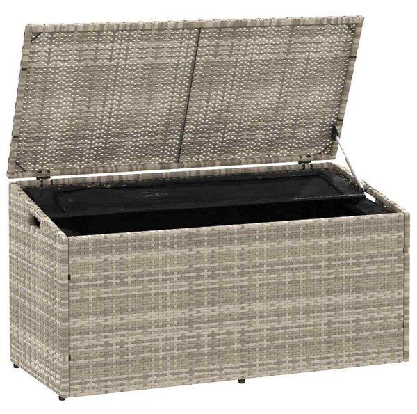 Világosszürke polyrattan kerti tárolóláda 110x50x58 cm