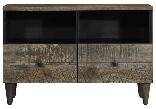 Világosszürke tömör mangófa TV-szekrény70x33,5x46 cm