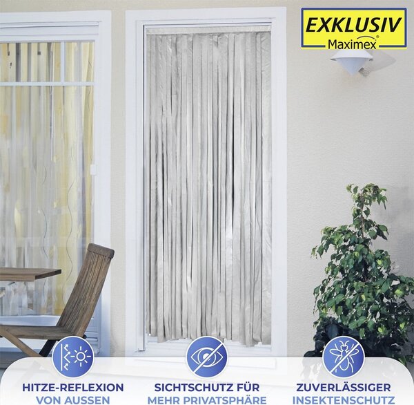 Fekete-ezüstszínű termo függöny ajtóra 90x200 cm – Maximex