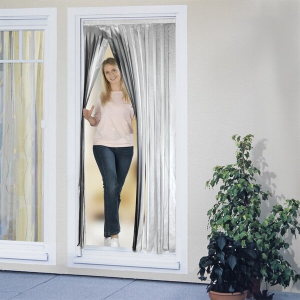 Fekete-ezüstszínű termo függöny ajtóra 90x200 cm – Maximex