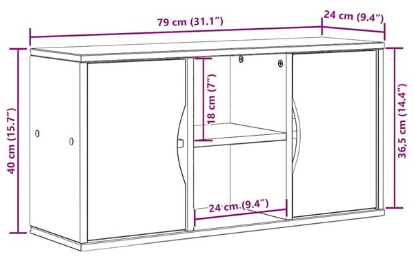 ODDA tömörfa fenyőfa TV szekrény 79x24x40 cm