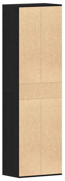 Fekete tölgy szerelt fa cipősszekrény 54 x 34 x 183 cm