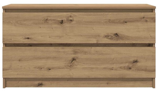 Kézműves tölgy színű szerelt fa TV-szekrény 100x35x54 cm