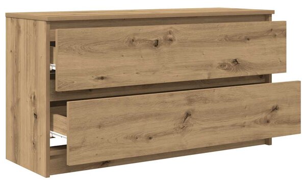 Kézműves tölgy színű szerelt fa TV-szekrény 100x35x54 cm