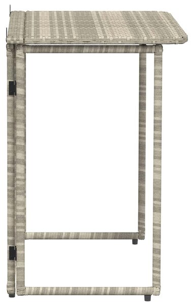 Világosszürke polyrattan összecsukható kerti asztal 90x51x75 cm