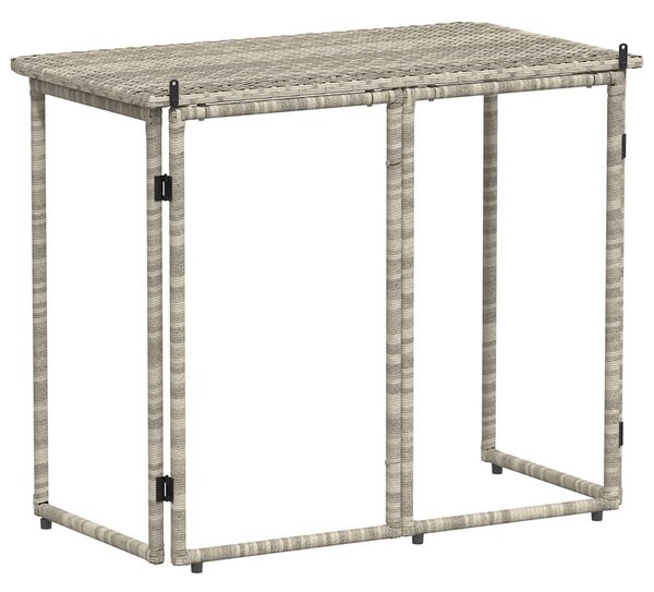 Világosszürke polyrattan összecsukható kerti asztal 90x51x75 cm