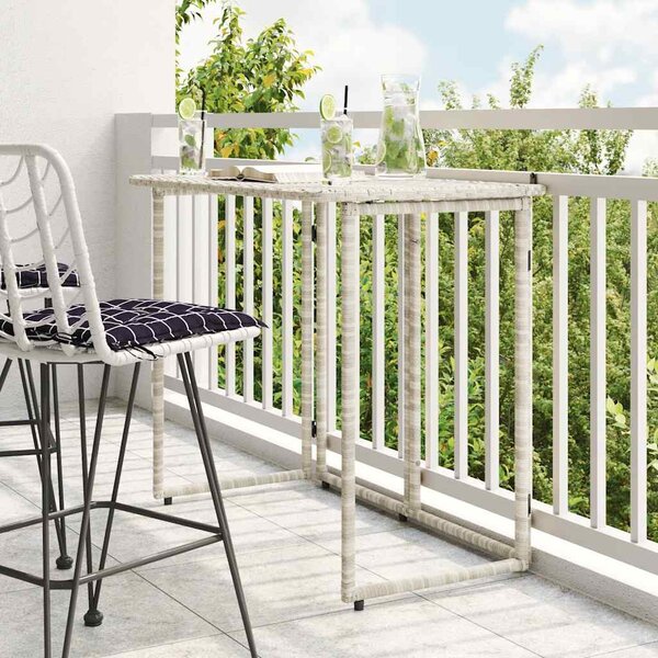 Világosszürke polyrattan összecsukható kerti asztal 90x51x75 cm