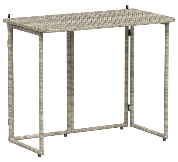 Világosszürke polyrattan összecsukható kerti asztal 90x51x75 cm