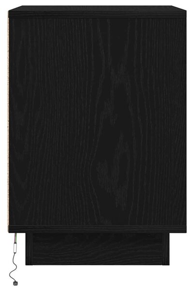 Fekete éjjeliszekrény LED-világítással 38x34x50 cm