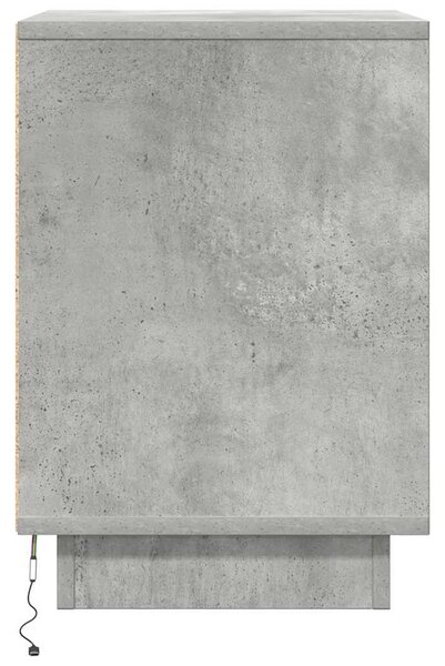 Betonszürke éjjeliszekrény LED-világítással 38x34x50 cm