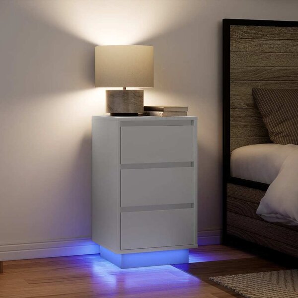 Éjjeliszekrény LED világítással Fehér 38x34x50 cm 38x34x65 cm
