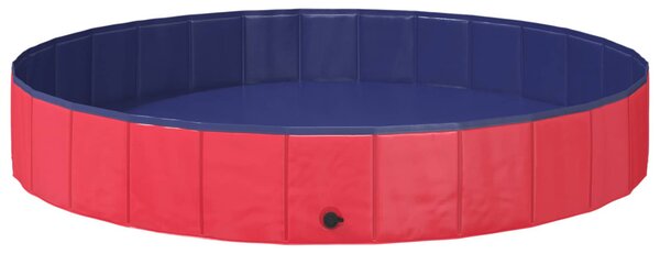 VidaXL Gyerekmedence Piros Ø200 x 30 cm Vastag PVC és mérnöki fa