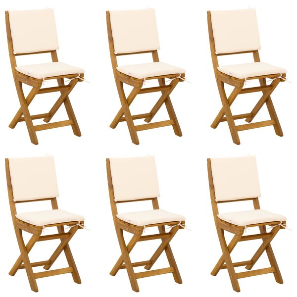 VidaXL Kültéri bistro székek párnával 6 pcs Krémfehér 38 x 46 x 85 cm