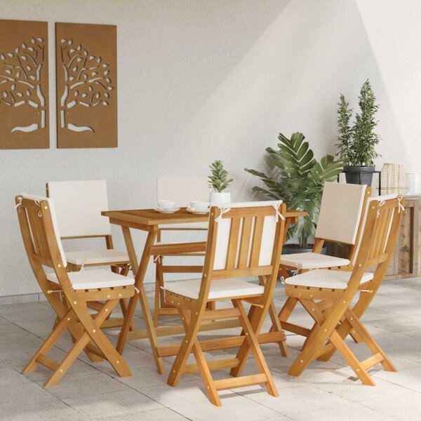 VidaXL Kültéri bistro székek párnával 6 pcs Krémfehér 38 x 46 x 85 cm