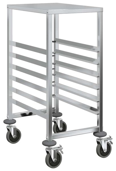 Rozsdamentes acélból tálcás kocsi 6 GN tárolóval 39x55x87 cm