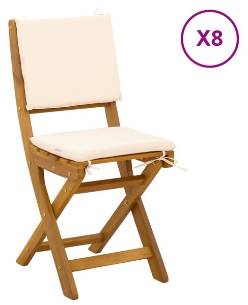 VidaXL Kültéri bistro székek párnával 8 pcs Krémfehér 38 x 46 x 85 cm