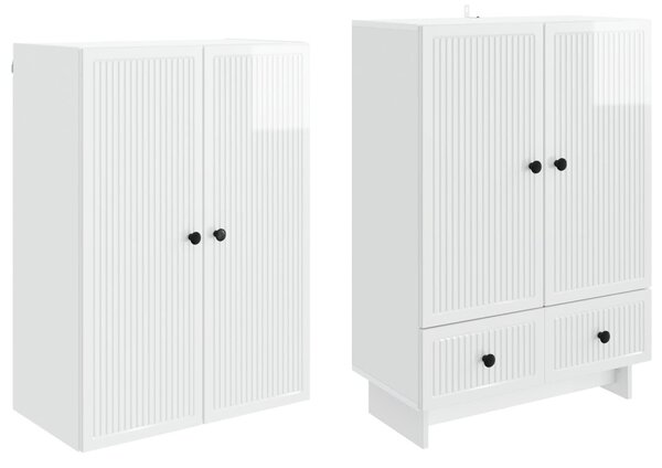 Szekrény szett 2 pcs Magasfényű Fehér 66 x 34,5 x 95 cm