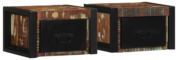 2 db tömör újrahasznosított fa éjjeliszekrények 40x35x25 cm