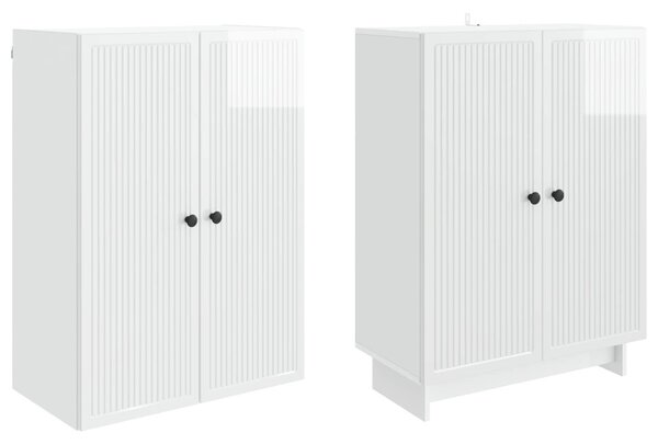 Szekrény szett 2 pcs Magasfényű Fehér 66 x 34,5 x 90 cm