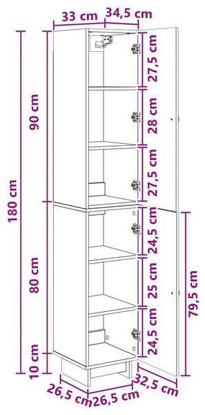 Szekrény szett 2 pcs Magasfényű Fehér 34,5 x 33 x 90 cm