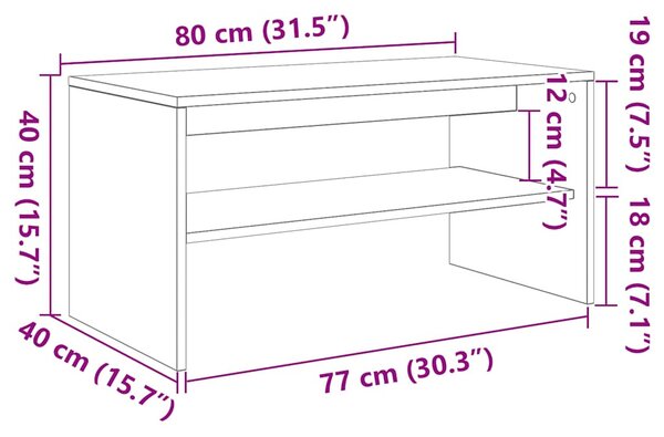 Füstös tölgy színű szerelt fa TV-szekrény 80 x 40 x 40 cm