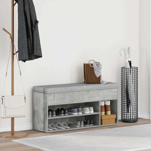 Betonszürke szerelt fa cipőpolc 102x30,5x45 cm
