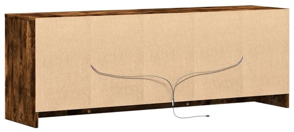 Füstös tölgy színű szerelt fa LED-es TV-szekrény 139,5x34x50 cm