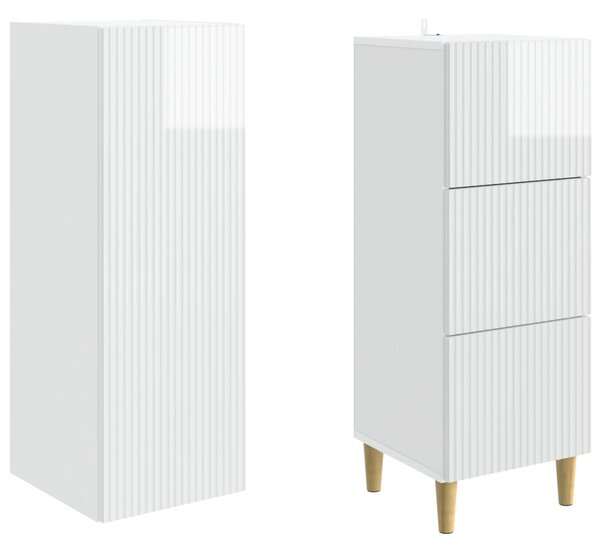 Szekrény szett 2 pcs Magasfényű Fehér 33 x 34,5 x 90 cm