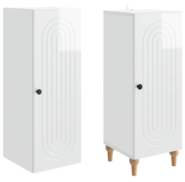 Szekrény szett 2 pcs Magasfényű Fehér Szerelt Fa