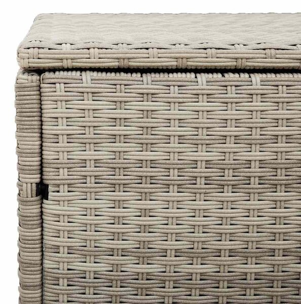 Világosszürke polyrattan kerti tárolóláda 220x50x58 cm
