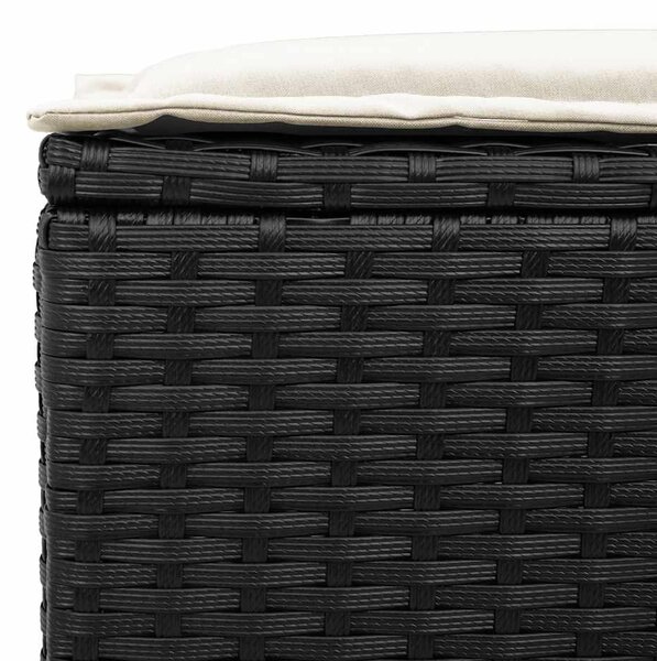 4 részes fekete polyrattan kerti ülőgarnitúra párnákkal