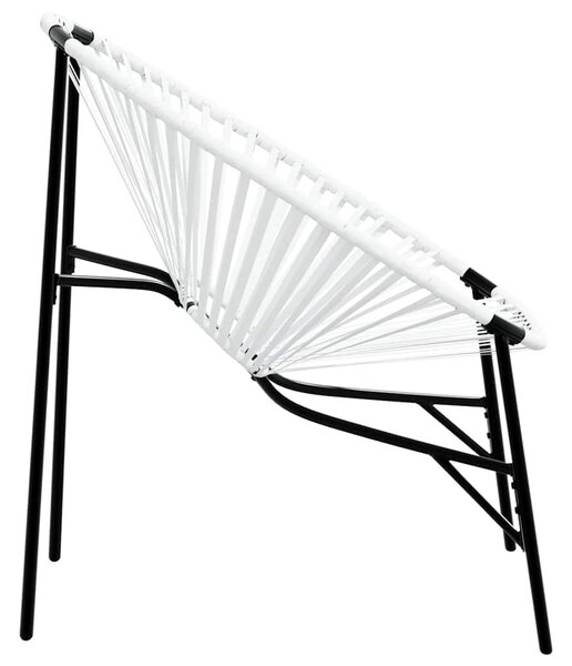 3 db fekete fehér polyrattan kerti szék szett