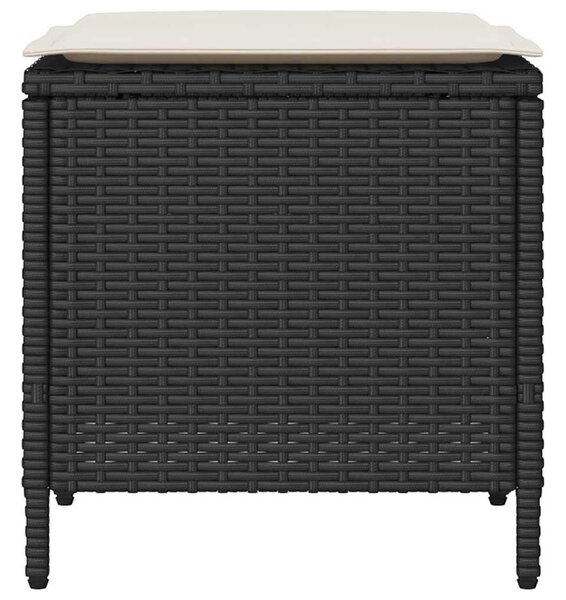 4 részes fekete polyrattan kerti ülőgarnitúra párnákkal