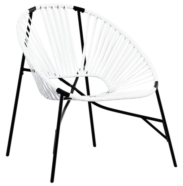 3 db fekete fehér polyrattan kerti szék szett