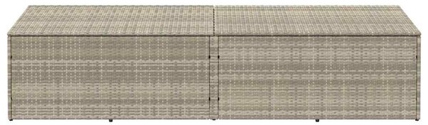 Világosszürke polyrattan kerti tárolóláda 220x50x58 cm