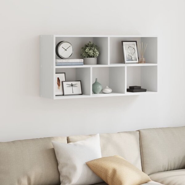 Fehér szerelt fa fali polc 100 x 25 x 50 cm
