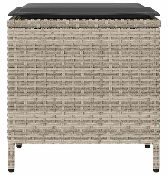 4 részes világosszürke polyrattan kerti ülőgarnitúra párnákkal